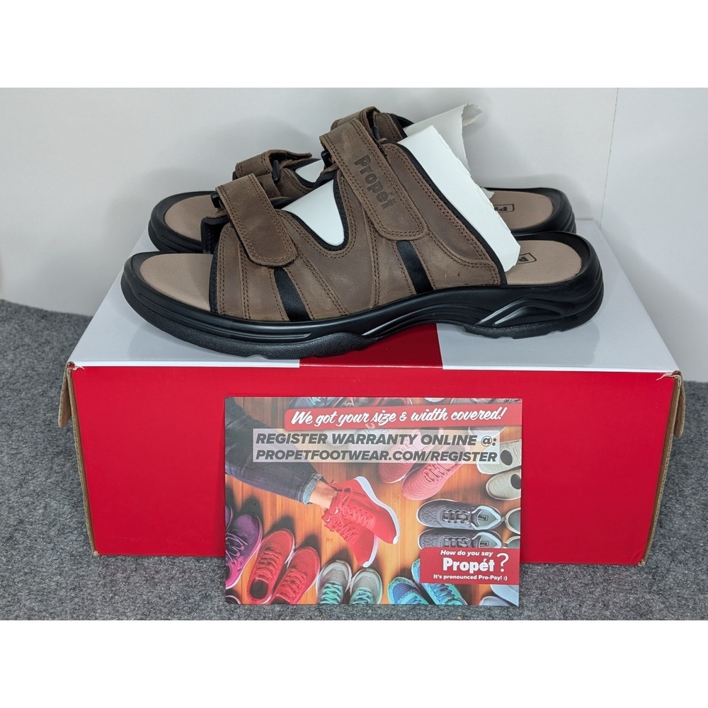 Propet Vero Slide Men's Size 10.5 X (3E) Brown Casual Sandals MSV003LBRNX-10H‎